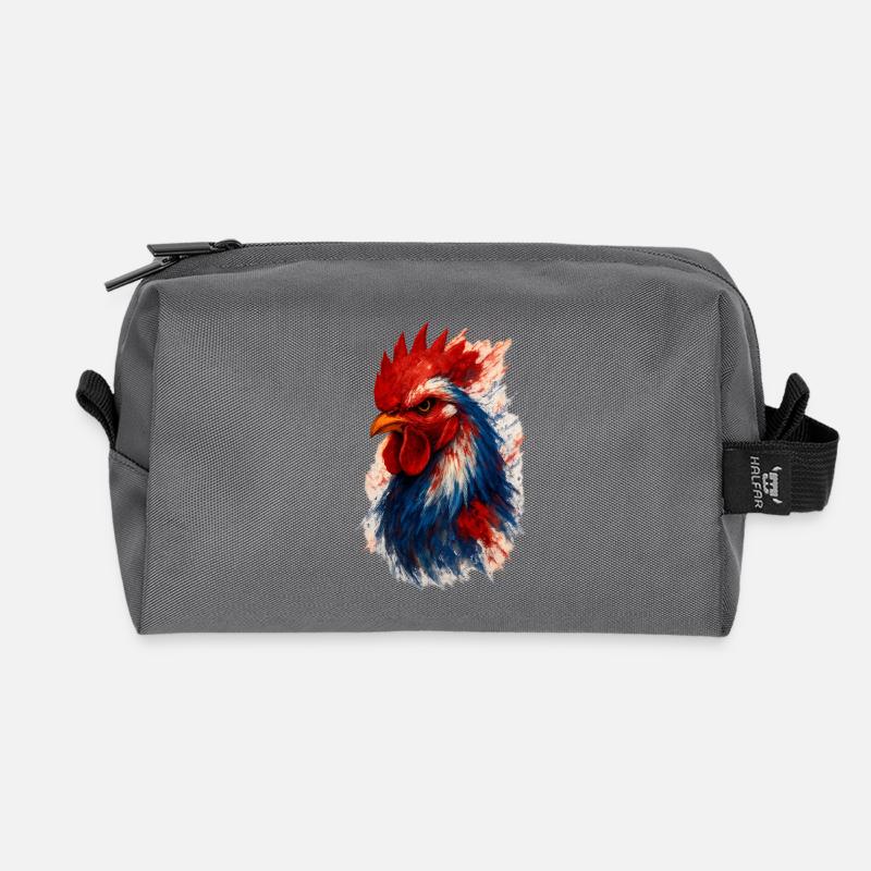 Französischer Hahn (Trikolore) - Recycelte Kulturtasche - Anthrazit