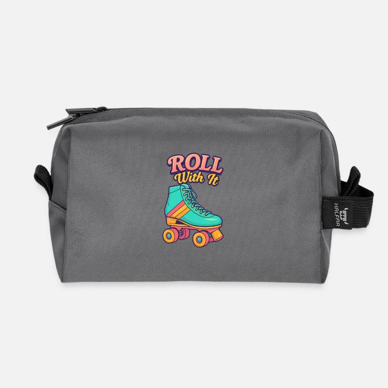 Retro Roller Skate Motiv Design - Recycelte Kulturtasche - Anthrazit