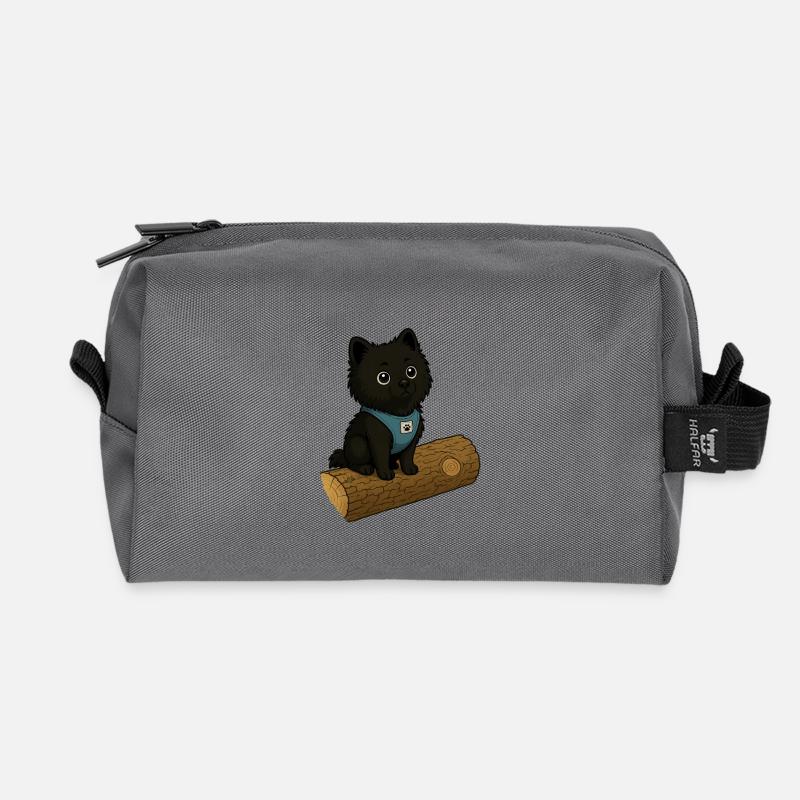 Cute dog with tree trunk - Recycled Toiletry Zip Bag - anthracite
