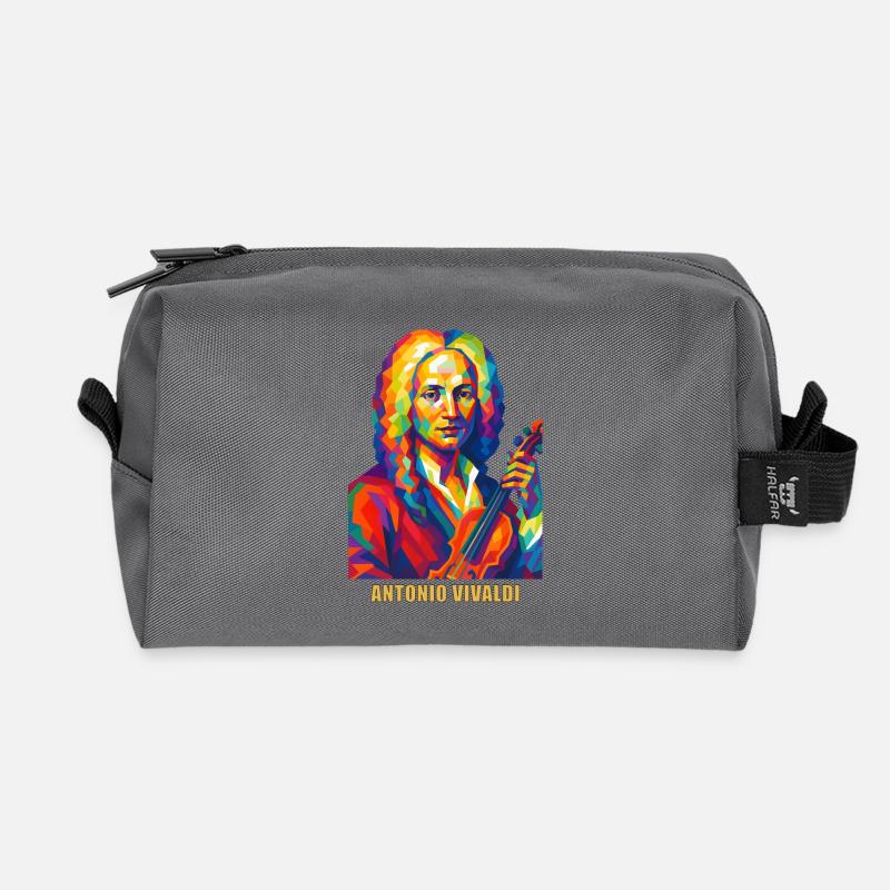 Vivaldi Portrait in Farbvielfalt - Recycelte Kulturtasche - Anthrazit