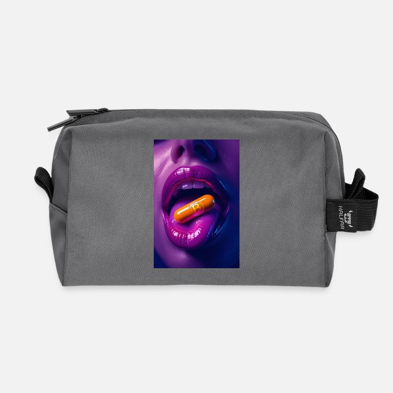 Orangepill night - Recycled Toiletry Zip Bag - anthracite