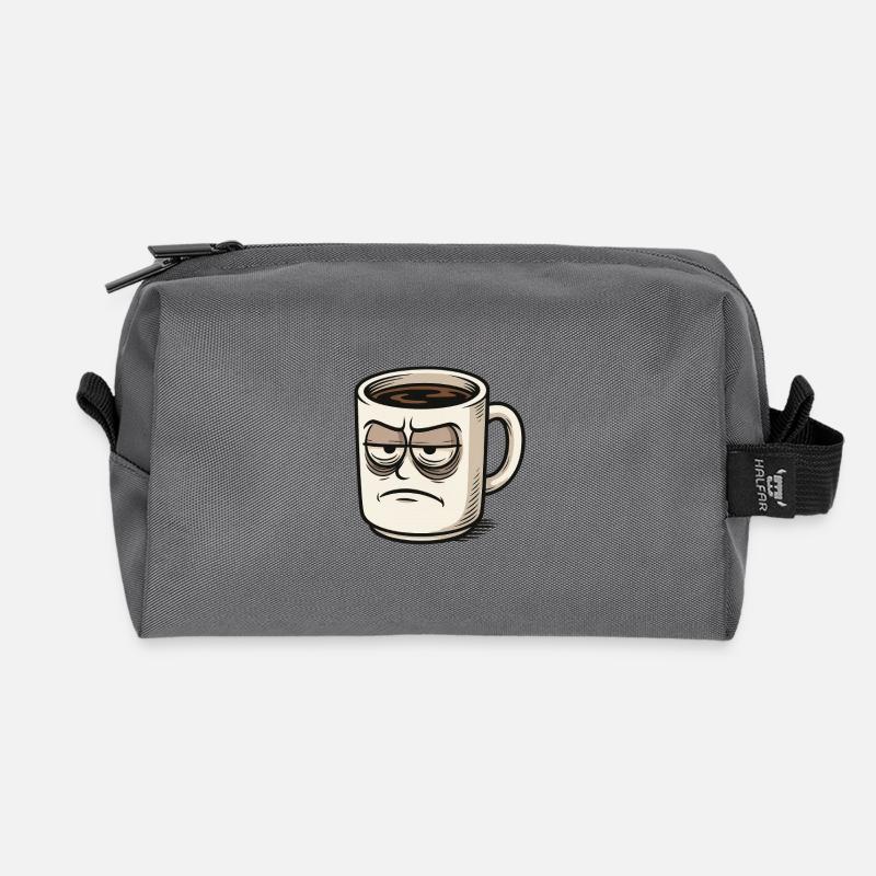 Kaffeetasse mit mürrischem Gesicht - Recycelte Kulturtasche - Anthrazit