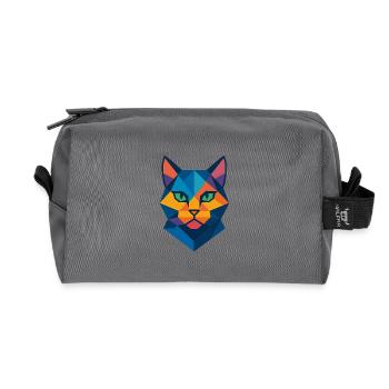 Katze | Katzenkopf Print / Druck / Design - Recycelte Kulturtasche - Anthrazit - Vorne