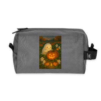 Cozy Halloween fantôme sculpture citrouille - Trousse de toilette en tissu recyclé - anthracite - Devant