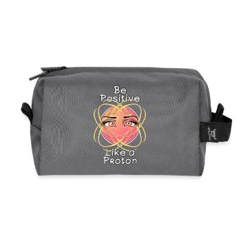 Soyez positif comme un proton - Trousse de toilette en tissu recyclé - anthracite - Devant