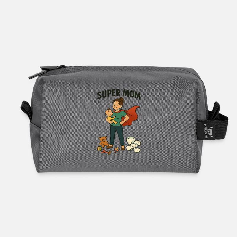 Super Mama Held mit Kind Cape - Recycelte Kulturtasche - Anthrazit