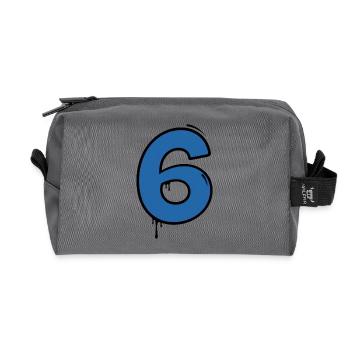 Graffiti Ziffer 6 Blau - Recycelte Kulturtasche - Anthrazit - Vorne