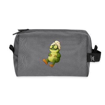 Cucumber mask frog in the spa - Recycled Toiletry Zip Bag - anthracite - Front