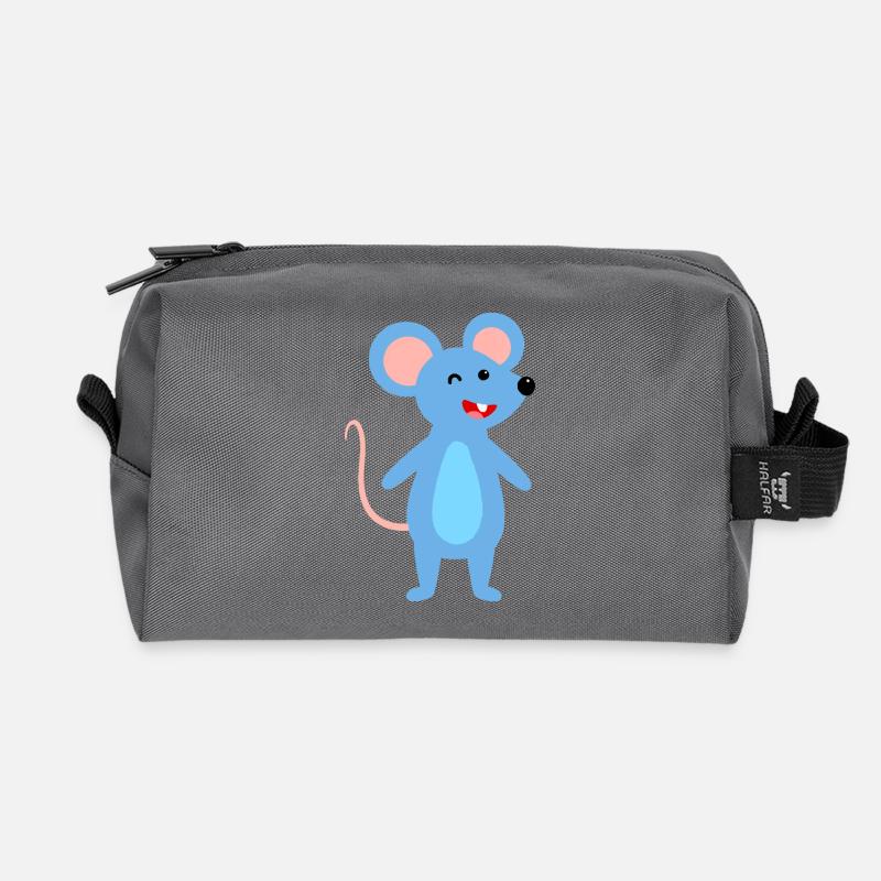 Winking blue mouse - Recycled Toiletry Zip Bag - anthracite