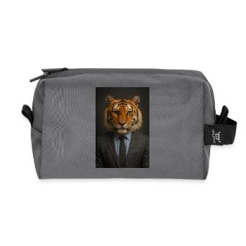 Tigre en costume bureau chic - Trousse de toilette en tissu recyclé - anthracite - Devant
