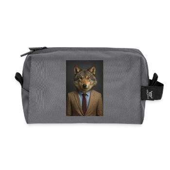 Wolf in a suit - Recycled Toiletry Zip Bag - anthracite - Front