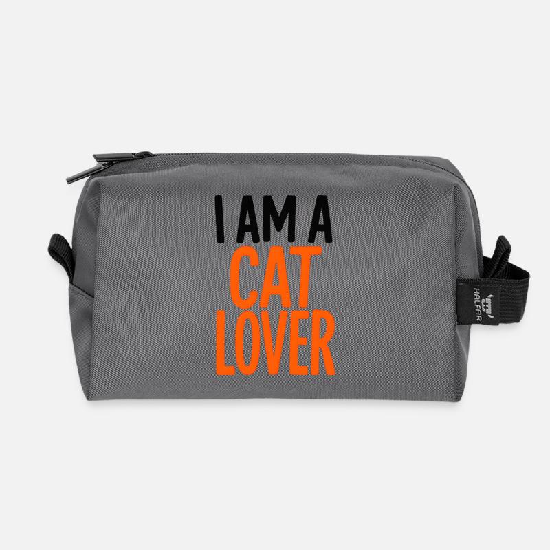 Neon Cat Lover - Recycled Toiletry Zip Bag - anthracite