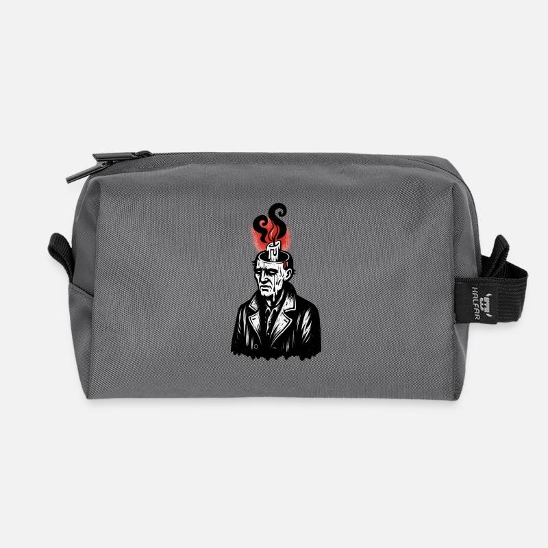 Wachskopf mit Flamme - Recycelte Kulturtasche - Anthrazit