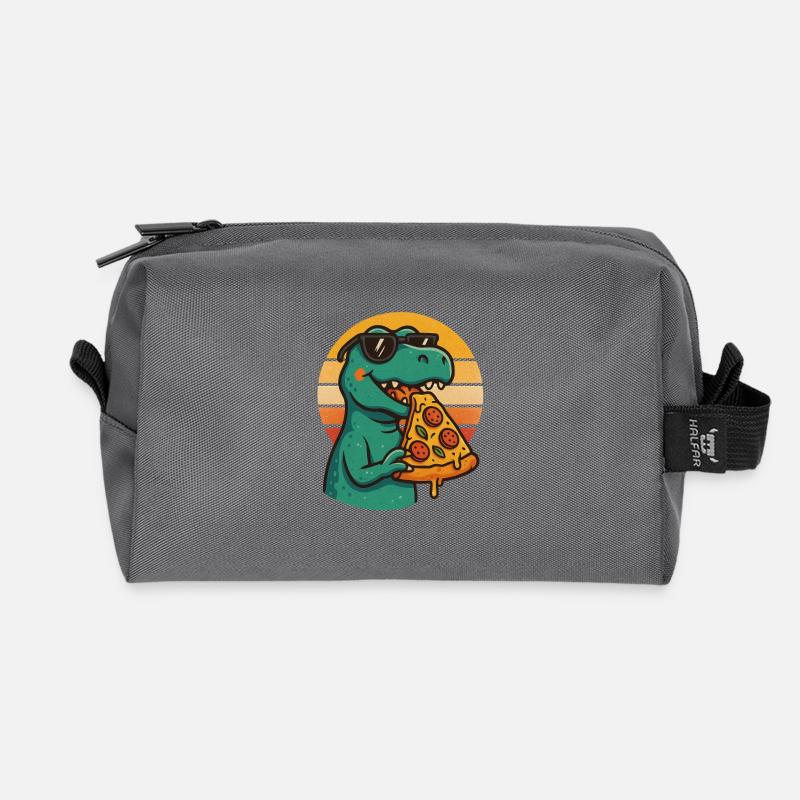 Pizza Saurus Retro - Recycelte Kulturtasche - Anthrazit