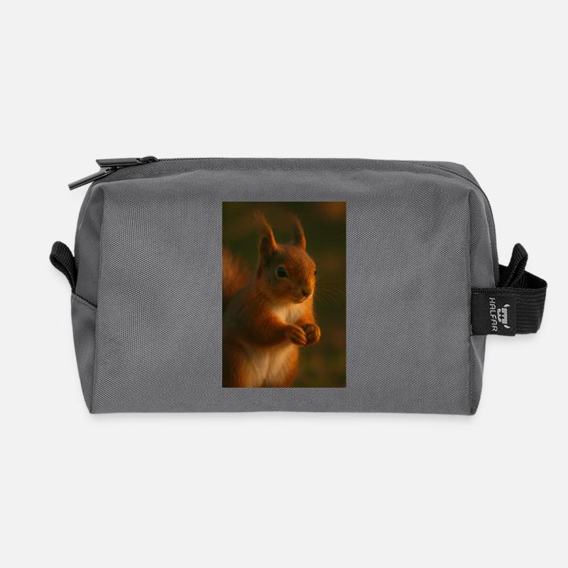 Tiere - Eichhörnchen - Recycelte Kulturtasche - Anthrazit