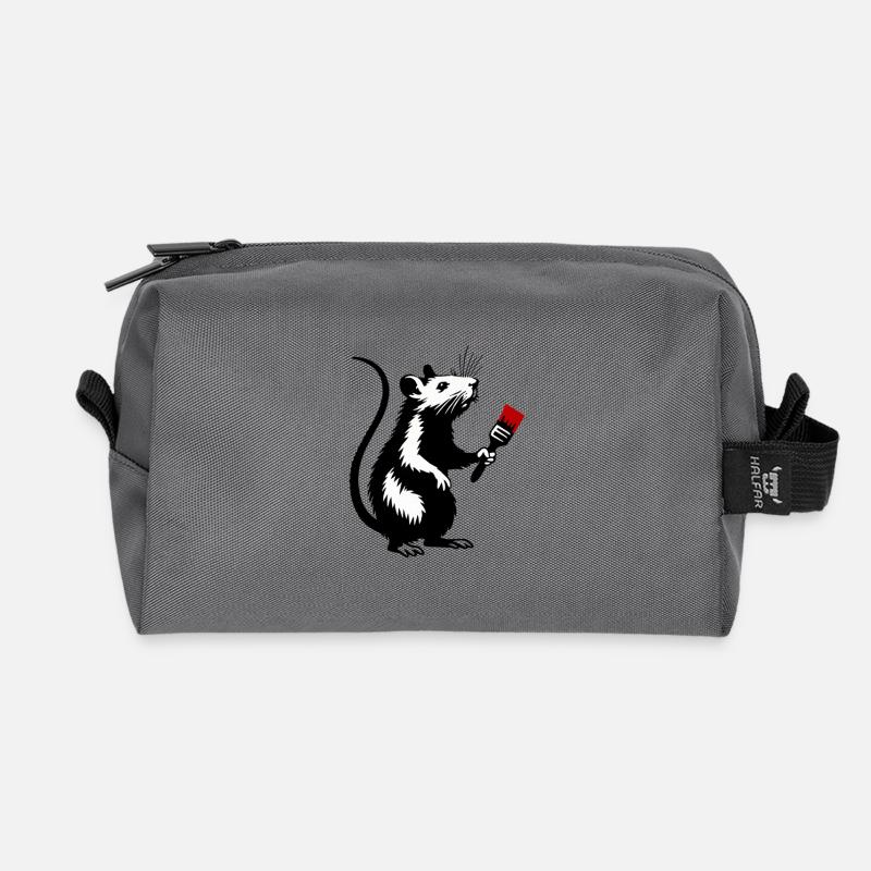 Nagetier mit rotem Pinsel | Personalisieren - Recycelte Kulturtasche - Anthrazit