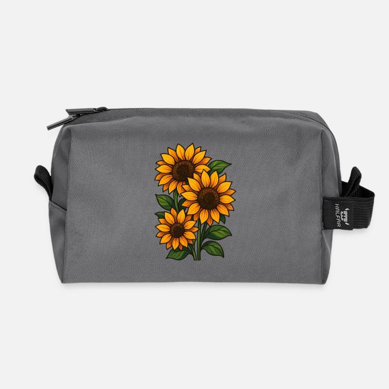 sunflowers - Recycled Toiletry Zip Bag - anthracite