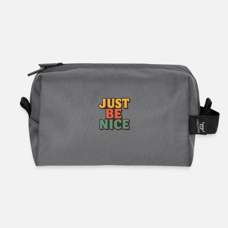 Typographie rétro Just Be Nice - Trousse de toilette en tissu recyclé - anthracite