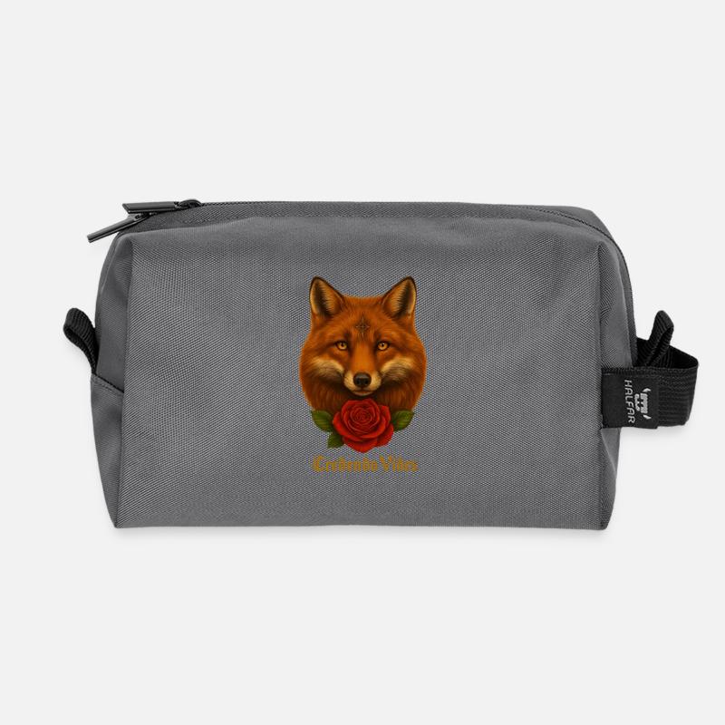 Fox with Rose - Credendo Vides - Recycled Toiletry Zip Bag - anthracite