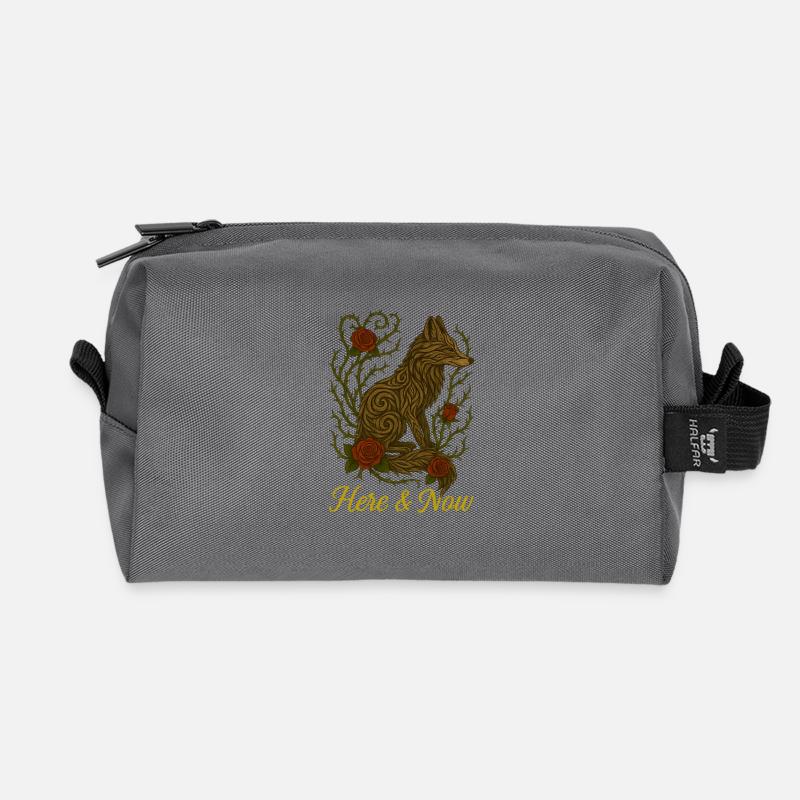 Tribal Fox - Here & Now - Recycled Toiletry Zip Bag - anthracite