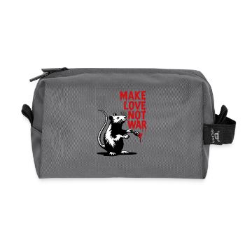 Rat avec texte rouge L’amour au lieu de la guerre - Trousse de toilette en tissu recyclé - anthracite - Devant