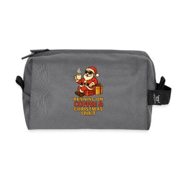Santa Kaffee Weihnachtsgeist - Recycelte Kulturtasche - Anthrazit - Vorne