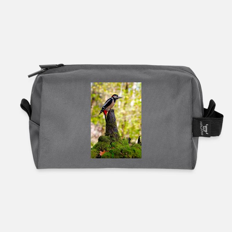 Crimson Crest Woodpecker Forest - Recycelte Kulturtasche - Anthrazit
