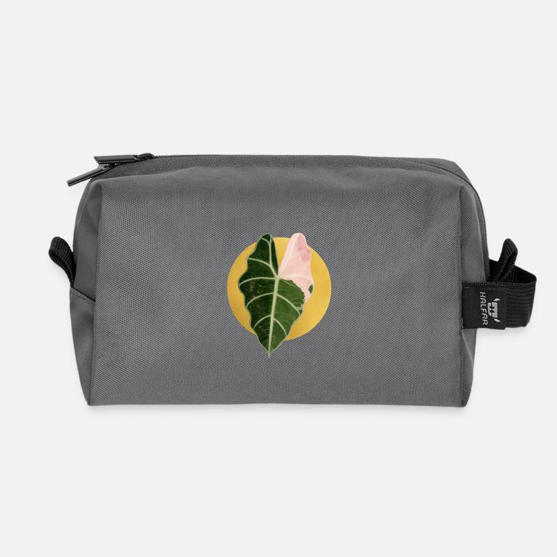 Alocasia im Goldkreis - Recycelte Kulturtasche - Anthrazit