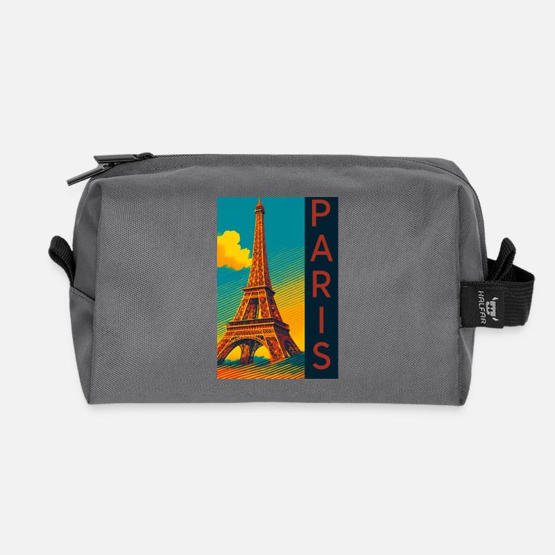Paris PopArt Skyline Eiffel Tower - Recycled Toiletry Zip Bag - anthracite