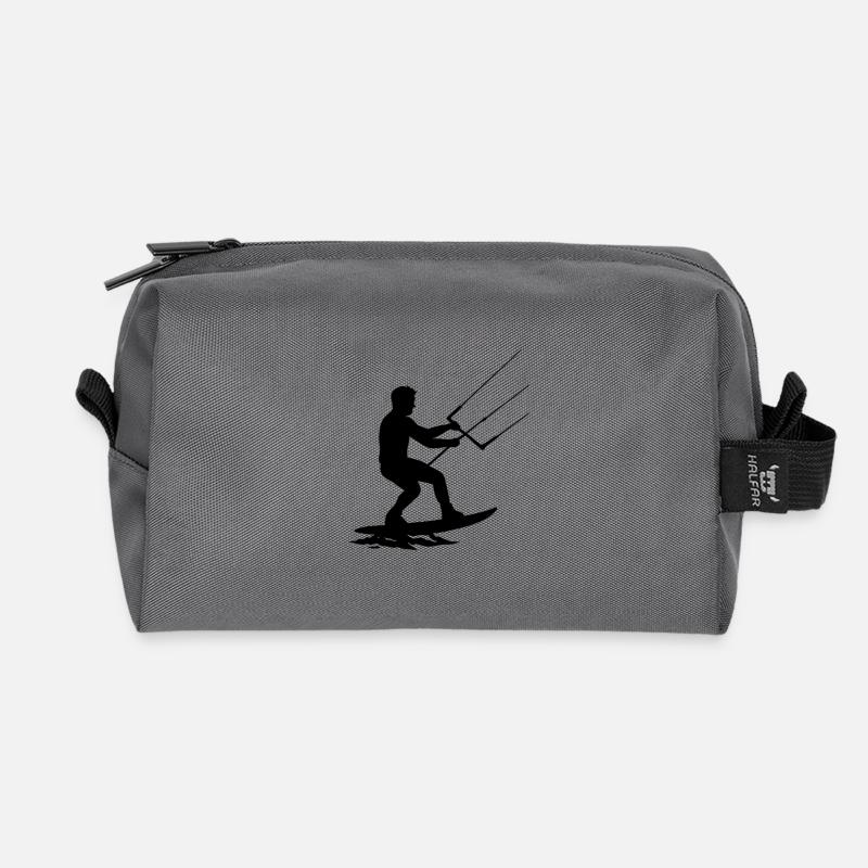 Cooler Kitesurfer in Aktion – Dynamische Silhouett - Recycelte Kulturtasche - Anthrazit