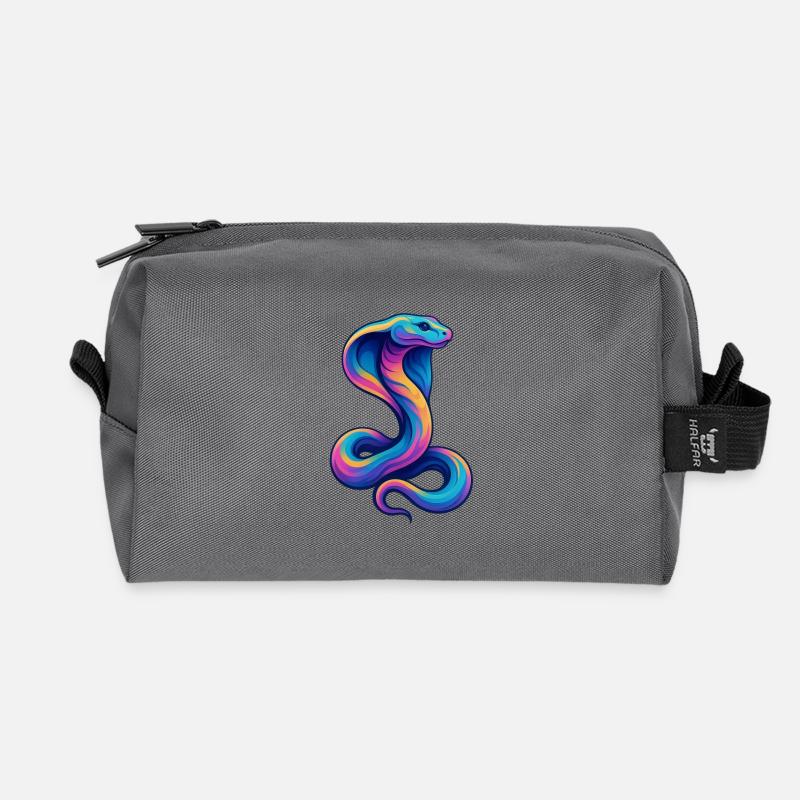 Farbene Schlange in Neonpalette - Recycelte Kulturtasche - Anthrazit