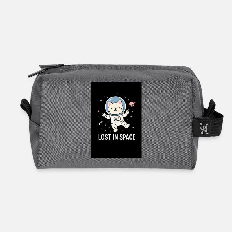 Katzenastronaut Lost in Space - Recycelte Kulturtasche - Anthrazit
