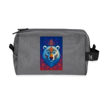 Blue Bear Mandala - Recycled Toiletry Zip Bag - anthracite - Front