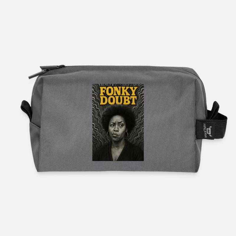 Portrait Afro Funky Doubt - Recycled Toiletry Zip Bag - anthracite