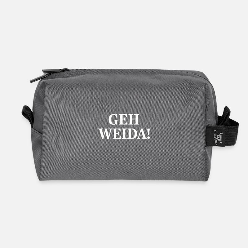 GO WEIDA! – Strong typo statement - Recycled Toiletry Zip Bag - anthracite