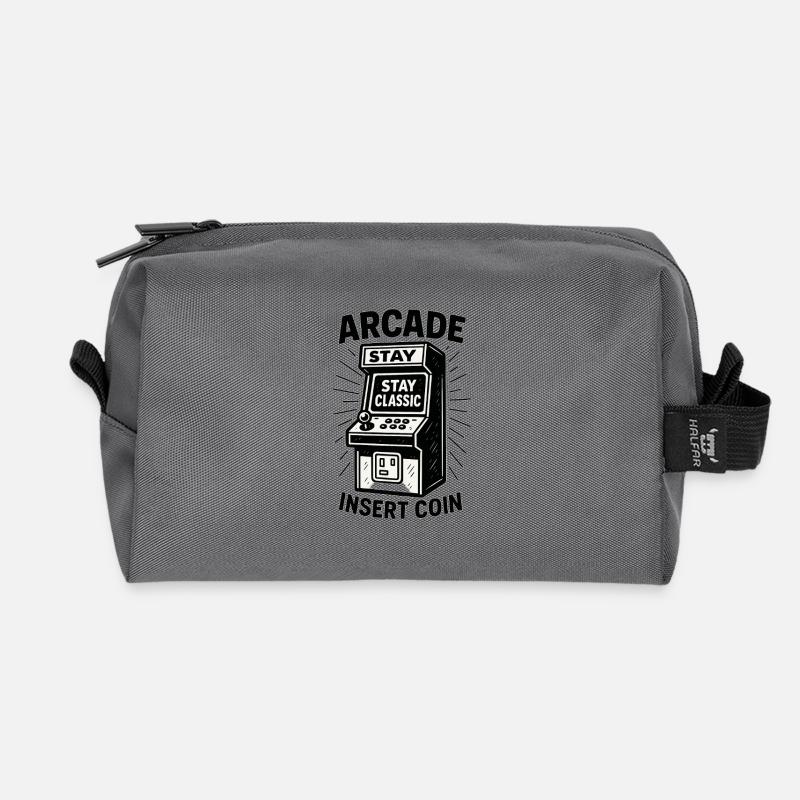 Arcade Classic Insert Coin - Recycled Toiletry Zip Bag - anthracite