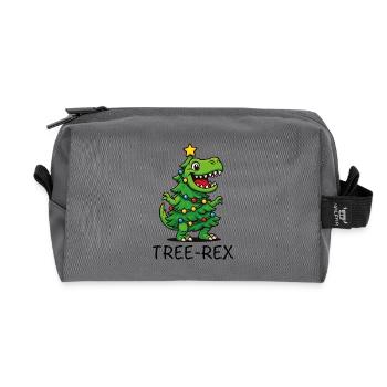 Tree-Rex – Cute Cartoon Dino - Recycled Toiletry Zip Bag - anthracite - Front