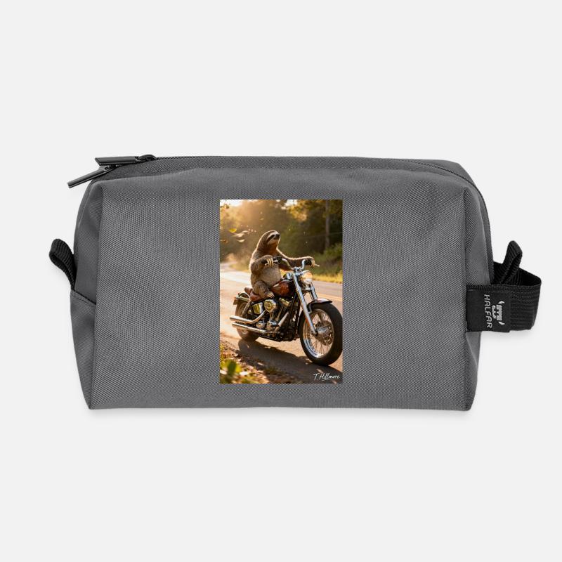 Faultier auf Motorrad - Recycelte Kulturtasche - Anthrazit