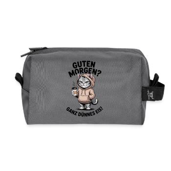 Cats Coffee Morning Pullover Hoodie - Recycled Toiletry Zip Bag - anthracite - Front