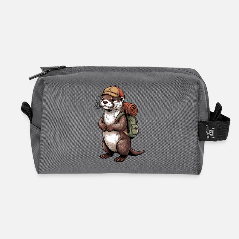 Otter Wanderer mit Rucksack - Recycelte Kulturtasche - Anthrazit