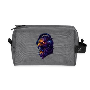 Neon eagle with headset - Recycled Toiletry Zip Bag - anthracite - Front