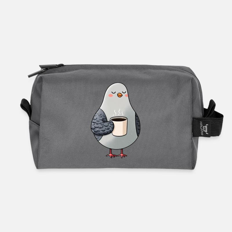 Cozy Pigeon Coffee Moment - Recycelte Kulturtasche - Anthrazit