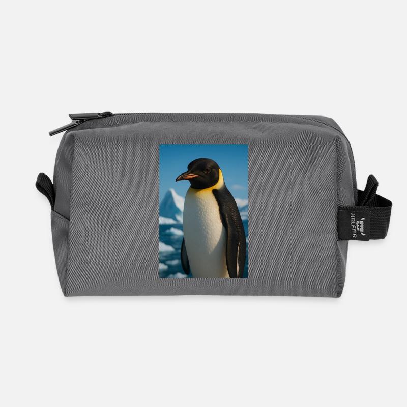 Penguin Portrait Mighty - Recycled Toiletry Zip Bag - anthracite