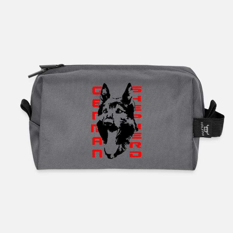 Beautiful German Shepherd Head - Recycled Toiletry Zip Bag - anthracite