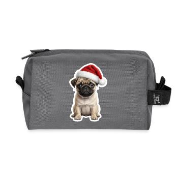 Funny pug in a party mood - Recycled Toiletry Zip Bag - anthracite - Front