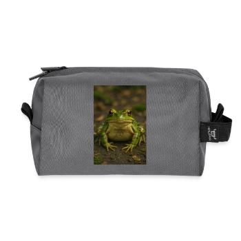 Grüner Frosch Nahaufnahme Natur - Recycelte Kulturtasche - Anthrazit - Vorne