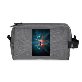 Solitary Sunset Reflections on a Misty Shore - Recycled Toiletry Zip Bag - anthracite - Front