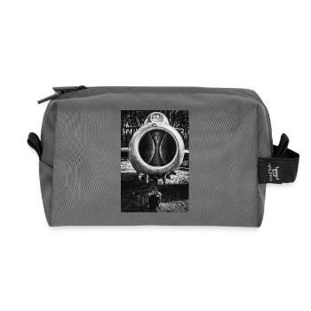 Vintage-Flugzeugfront in Schwarz-Weiß - Recycelte Kulturtasche - Anthrazit - Vorne