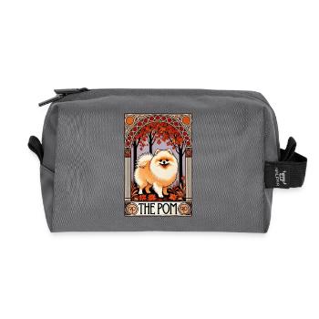 Autumn Pom in Ornate Arch - Recycled Toiletry Zip Bag - anthracite - Front