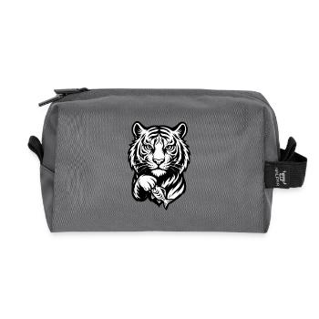 Weißer Tiger Druckmotiv - Recycelte Kulturtasche - Anthrazit - Vorne